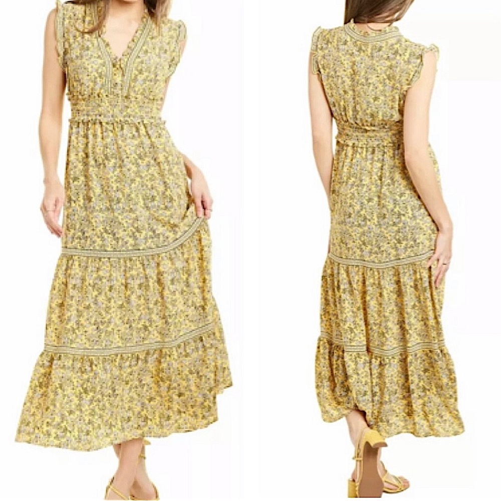 Max Studio Boho Floral Tiered Maxi Dress